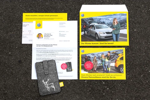 Bestandteile des Direct Mailings zur TCS Winterkampagne